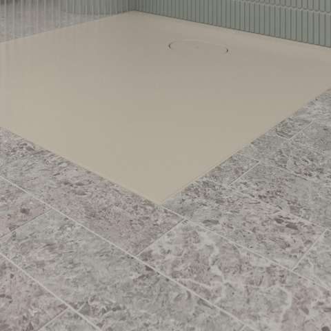 Villeroy & Boch Ecora douchebak - 90x90x3.5cm - afvoer korte zijde - almond (beige) SW1559018
