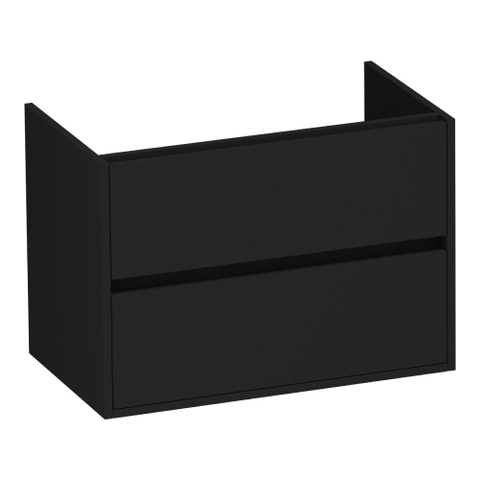 BRAUER Adore meuble sous-lavabo - 80x46x55cm - 2 tiroirs softclose - sans poignées - 1 découpe pour siphon - noir mat SW1198401