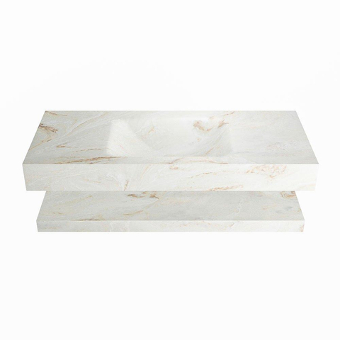 Mondiaz ALAN-DLUX Ensemble de meuble - 110cm - meuble Frappe mat - 0 tiroirs - Lavabo Cloud Frappe suspendu - vasque Centre - 0 trous de robinet SW808979