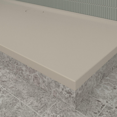 Villeroy & Boch Ecora douchebak - 180x80x3.5cm - afvoer lange zijde - almond (beige) SW1558886