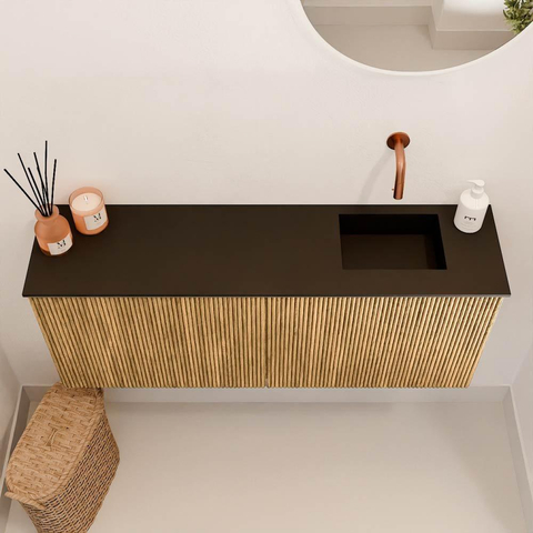 Mondiaz JOYA 100cm meuble de salle de bains - couleur Oak - Vasque FAYE position Droite Sans trou de robinet couleur Urban. SW1421212
