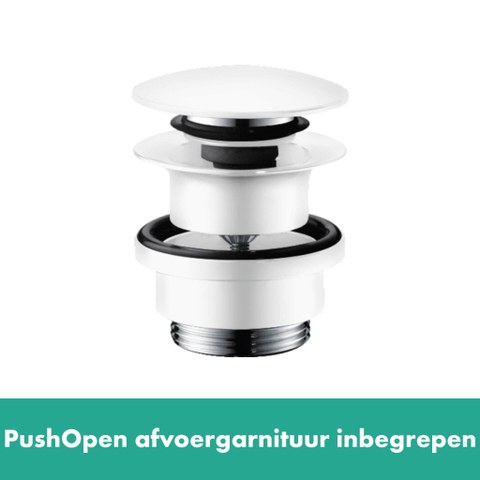 Hansgrohe Finoris 1 greeps wastafelkraan - 260 met afvoerplug - mat wit SW651060