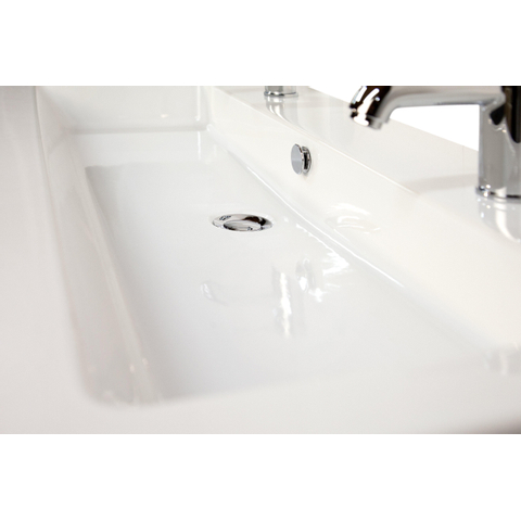 H&R Badmeubelen Djazz Wastafel - 121x45.5x4cm - 2 kraangaten - 1 wasbak - keramiek wit SW235623