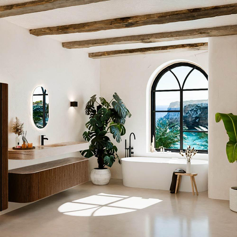 MONDIAZ THOR-DLUX 190cm meuble de salle de bains arrondi gauche + droite couleur Walnut avec 2 tiroirs et 2 portes. Vasque suspendue CLOUD Milieu 1 trou de robinet couleur Saba. SW1466652