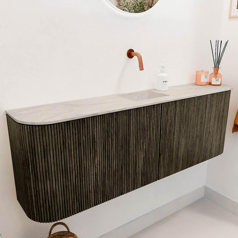 Mondiaz JOYA-DLUX 123.2cm toiletmeubel - ronding links en rechts kleur Shadow - Wastafel FAYE positie Midden Zonder kraangat kleur Ostra. SW1423039