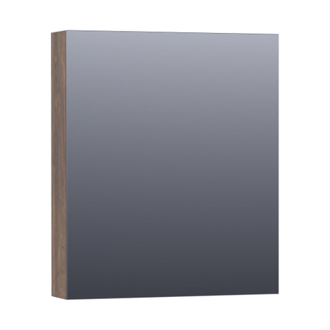 Saniclass Dual Spiegelkast - 60x70x15cm - 1 rechtsdraaiende spiegeldeur - MFC - burned bark SW371785