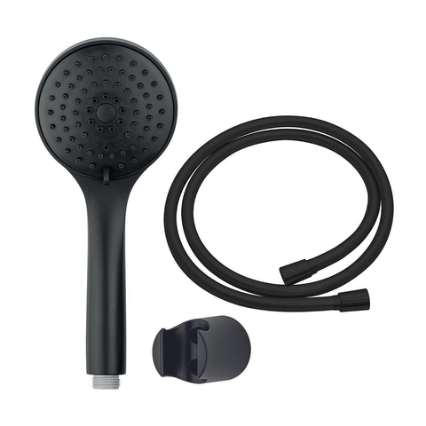 Nemo Spring Nero ensemble de douchette à main avec douchette à main ronde flexible de douche et support de douchette noir mat SW547774