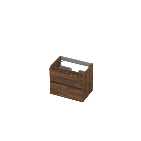 Ink meuble sous lavabo 60x52x40cm 2 tiroirs tourniquet sans poignée décor bois noyer SW207224