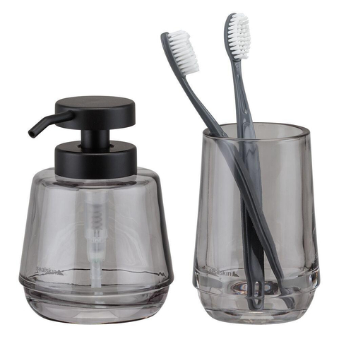 Sealskin Mood Ensemble de salle de bain - Distributeur de savon 380 ml - Gobelet à brosse à dents - Gris SW699536