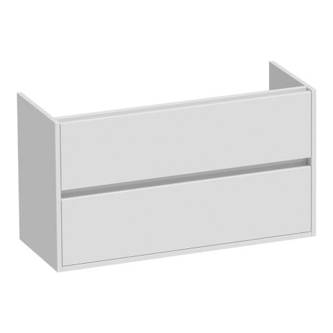 BRAUER Adore meuble sous-lavabo peu profond - 100x39x55cm - 2 tiroirs à fermeture douce - sans poignée - 1 découpe pour siphon - blanc haute brillance SW1198386