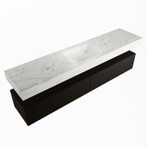 Mondiaz ALAN-DLUX Ensemble de meuble - 200cm - meuble Urban mat - 2 tiroirs - Lavabo Cloud Opalo suspendu - vasque Centre - 0 trous de robinet SW806190