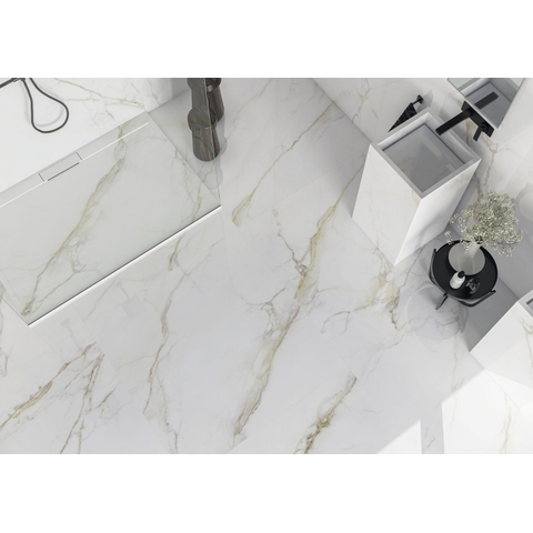 ÉCHANTILLON Terravito Tovaro carreau mural et de sol - 120x120cm - 10.7mm - Carré - rectifié - Aspect pierre naturelle - Blanc brillant SW735879