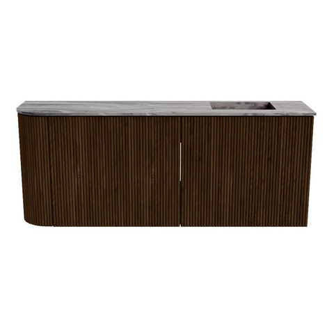 Mondiaz JOYA-DLUX 101.6cm toiletmeubel - ronding links kleur Walnut - Wastafel FAYE positie Rechts Zonder kraangat kleur Sombra. SW1424763