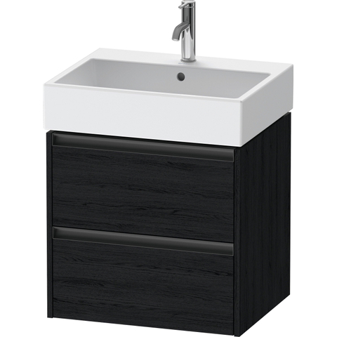 Duravit Ketho.2 Wastafelonderbouwkast - met 2 laden - 58.4x46x54.9cm - met grepen antraciet - eiken zwart mat SW773019