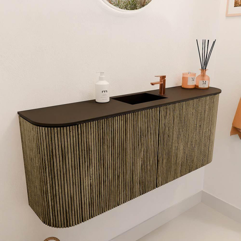 Mondiaz JOYA 103.2cm meuble de salle de bains - arrondis gauche et droite couleur Dusk - Vasque FAYE position Milieu 1 trou de robinet couleur Urban. SW1421708