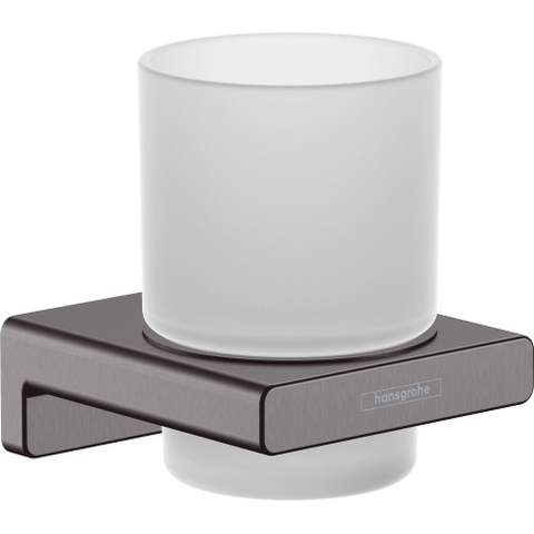 Hansgrohe AddStoris Q glashouder - met glas - geborsteld zwart chroom (antraciet) SW651570