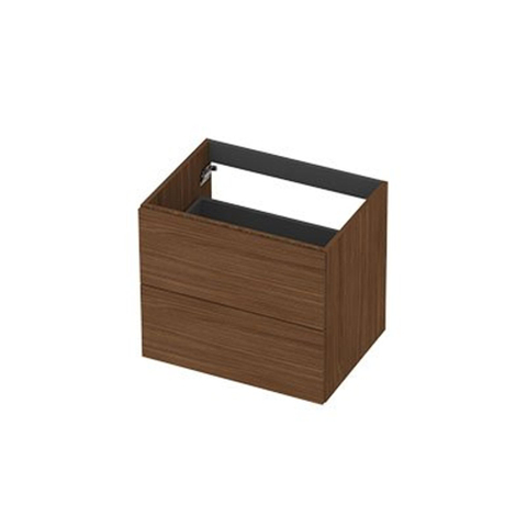 INK Wastafelonderkast - 60x45x52cm - 2 lades - opliggende grepen - MFC - Warm walnoot SW1405964