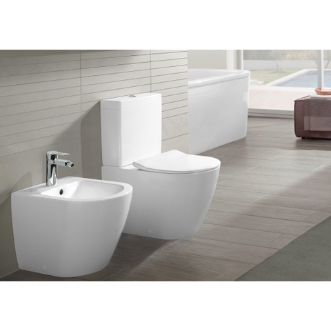 Villeroy & Boch Subway 2.0 staand bidet - 37x56cm - 3 kraangaten middelste open - met overloop - White Alpine (glans wit) 1025182