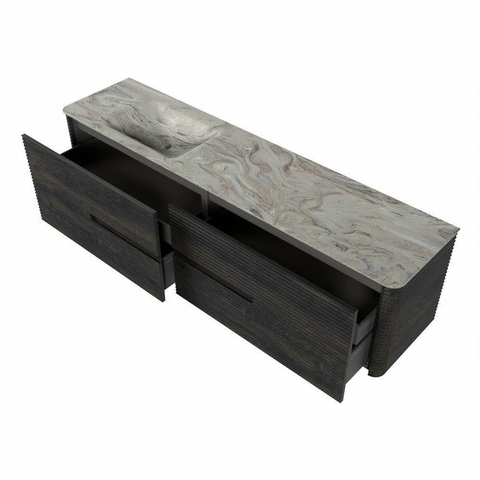 Mondiaz CIRO-DLUX Ensemble de meubles de salle de bains - 190x45x50cm - plan-vasque Solid surface Glace - 1 lavabo à gauche - sans trous de robinet - 4 tiroirs - Shadow SW1532240