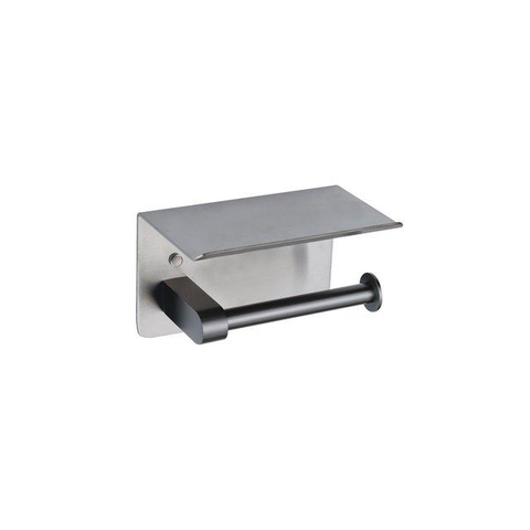 Fortifura Calvi toilet accessoireset - zeepdispenser - toiletrolhouder - met plateau - gunmetal geborsteld (antraciet) SW1442002
