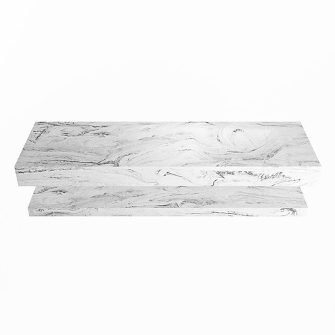 MONDIAZ ALAN - DLUX Ensemble de meuble de salle de bains - 150cm - tablette - Glace - lavabo suspendu - vasque à droite - 1 trou de robinet - Glace SW808920
