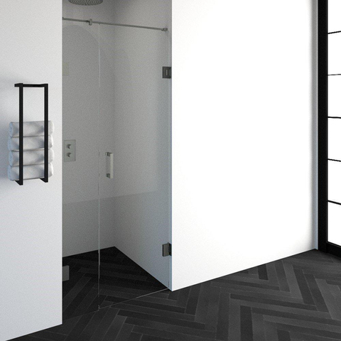 BRAUER Void porte de niche 2-parties verre transparent 90x200 réversible avec porte pivotante 60 contre le mur incl. traitement du verre PVD couleur inox SW223756