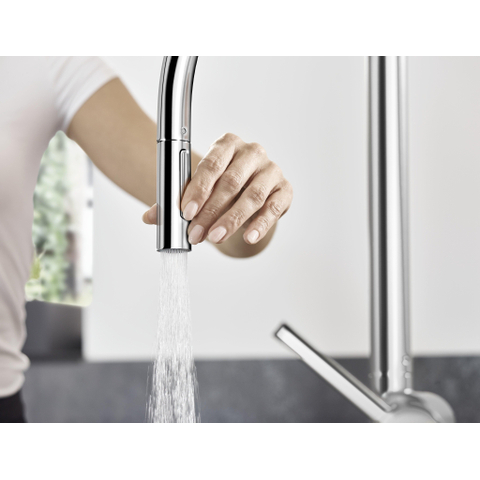 Hansgrohe Talis m54 - 1 greeps keukenmkr - 210 uittrekb vuistdche - sbox - hoogglans chroom SW528884