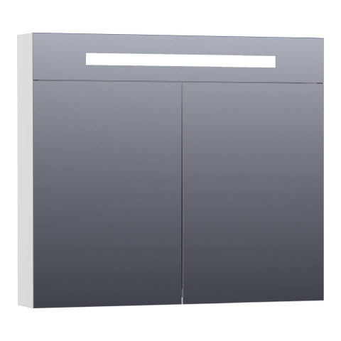 BRAUER Promise Deluxe spiegelkast – 119x70x15 cm – directe LED – 2 deuren, dubbelzijdige spiegeldeuren – Wit mat SW84354
