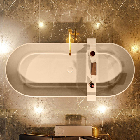 MONDIAZ ROCK Baignoire îlot - 170x70cm - couleur Plata / Talc SW1015106