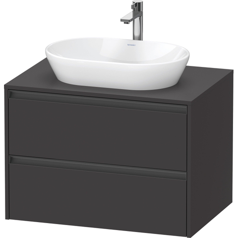 Duravit Ketho.2 Wastafelonderbouwkast - inclusief consoleplaat - met 2 laden - 80x55x56.8cm - met handgrepen antraciet - grafiet supermat SW772334