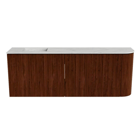 Mondiaz JOYA-DLUX Meuble de salle de bains 111.6cm - arrondi droit couleur Ruby - Vasque FAYE position Gauche Sans trou de robinet couleur Opalo SW1423728