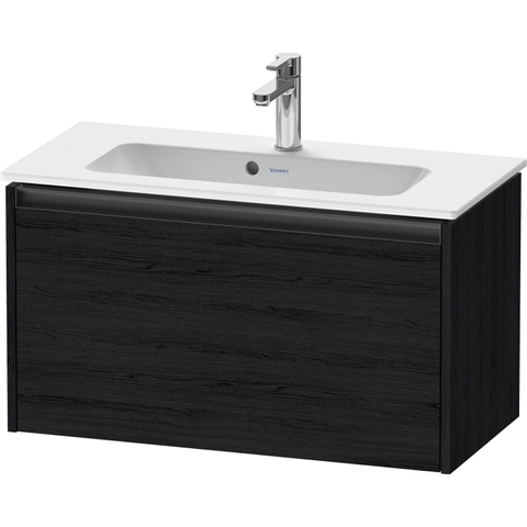 Duravit Ketho.2 Wastafelonderbouwkast - met 1 lade - 68x39x44cm - met greep antraciet - eiken zwart mat SW772296