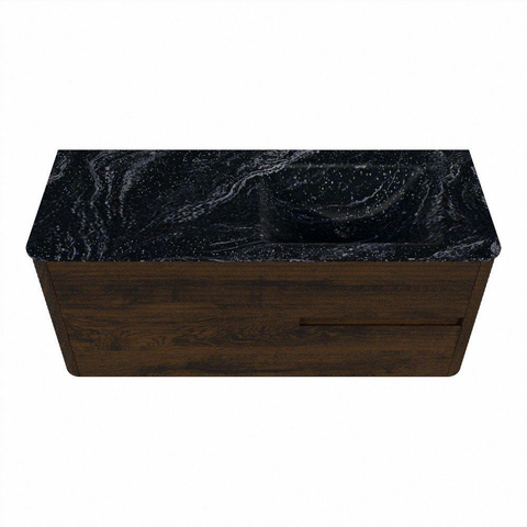 Mondiaz CIRO-DLUX Badkamermeubelset - 120x45x50cm - Solid surface wastafel Lava - 1 wasbak Rechts - 1 kraangat - 2 lades - Walnut SW1530154