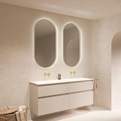 INK SP21 miroir – ovale – 60 x 120 cm – LED indirecte – chauffage de miroir – Or mat SW693172