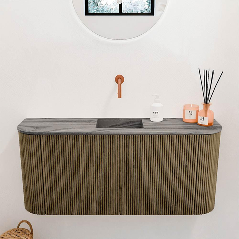 Mondiaz JOYA-DLUX 93.2cm toiletmeubel - ronding links en rechts kleur Dusk - Wastafel FAYE positie Midden Zonder kraangat kleur Sombra. SW1426182