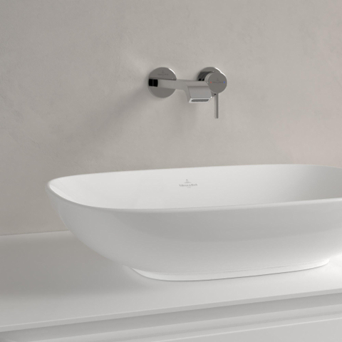 Villeroy & Boch Loop & Friends opzetwastafel - 56x38cm - zonder kraangat - met overloop CeramicPlus - White Alpine (glans wit) SW644148