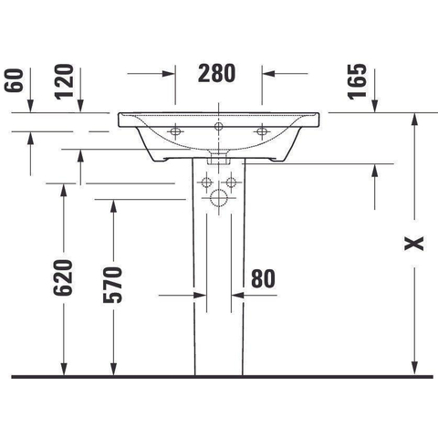 Duravit D-neo Wastafel - met waskom midden - zonder kraangat - met overloop - 65x48cm - met wondergliss - wit SW640401