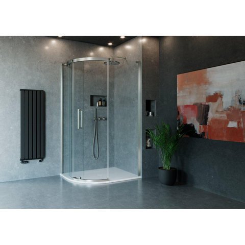 Crosswater Optix 10 Douchecabine - 120x90cm - kwartrond - deur links - geborsteld RVS SW916880