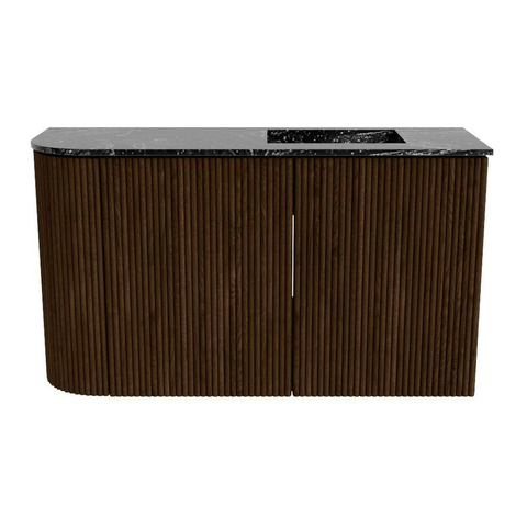 Mondiaz JOYA-DLUX 71.6cm toiletmeubel - ronding links kleur Walnut - Wastafel FAYE positie Rechts 1 kraangat kleur Lava. SW1422464