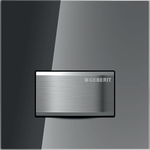 Geberit Type 50 urinioir bedieningsplaat - pneumatisch - rechthoekige knoppen - rookglas spiegelend - spiegelend rookglas (grijs) 0730021