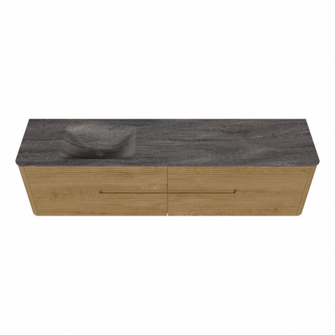 Mondiaz CIRO-DLUX Ensemble de meubles de salle de bains - 190x45x50cm - Vasque solid surface Oza - 1 bassin à gauche - 1 trou de robinet - 4 tiroirs - Chêne SW1531161