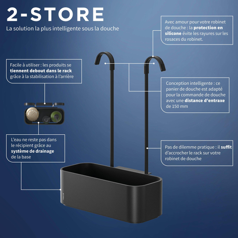 Tiger 2 Store Etagère de douche 25x12x34cm pour robinet de douche Noir SW916677