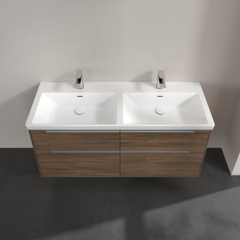Villeroy & Boch Subway 3.0 wastafelonderbouwkast - met 4 laden - met grepen aluminium glanzend - 127.2x57.6x47. - Arizona Oak (hout) SW641572