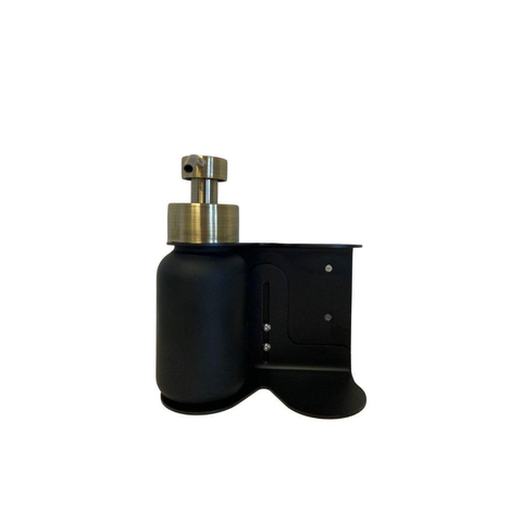 Wellmark Dispenser holder zwart met Wellmark Shampoo en Body Wash bruin glas messing pomp 250ml SHOWROOMMODEL SHOW25844