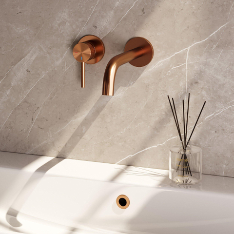 BRAUER Stripe Mitigeur lavabo encastré - bec courbé et rosaces modèle A2 - cuivre brossé PVD SW1434881