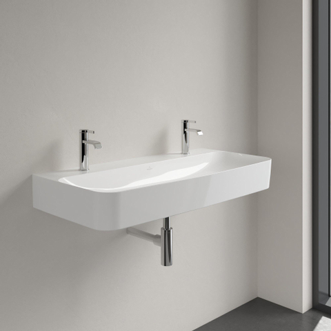 Villeroy & Boch finion wastafel - met 2 kraangaten - 100x47cm CeramicPlus - zonder overloop - White Alpine (glans wit) SW106490