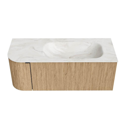 MONDIAZ KURVE-DLUX meuble de salle de bains 115cm avec module 25 L couleur chêne avec 1 tiroir et 1 porte. Lavabo BIG SMALL droit 1 trou de robinet couleur Ostra. SW1137746
