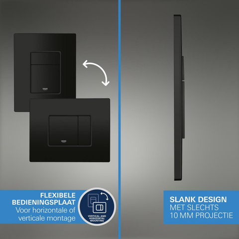 GROHE Solido Start Round toiletset diepspoel - rimless - GROHE Rapid SL inbouwreservoir - softclose toiletzitting - bedieningsplaat mat zwart SW1244474