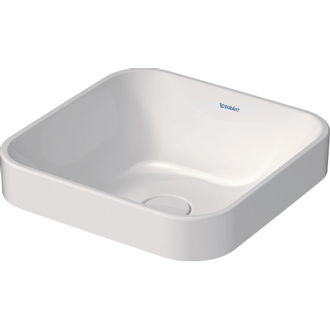 Duravit Happy D.2 Plus waskom vierkant - zonder kraangat - zonder overloop - 40x40cm - met keramische afdekkap - glans wit SW297013