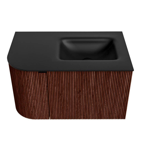 Mondiaz KURVE Badkamermeubelset - 75x46x40cm - 1 lade - 1 deur - wastafel solid surface - rechts - 1 kraangat - Ruby SW1415395